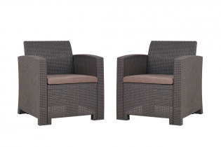 Комплект из 2-х пластиковых кресел b:rattan Arizona, венге, с подушками